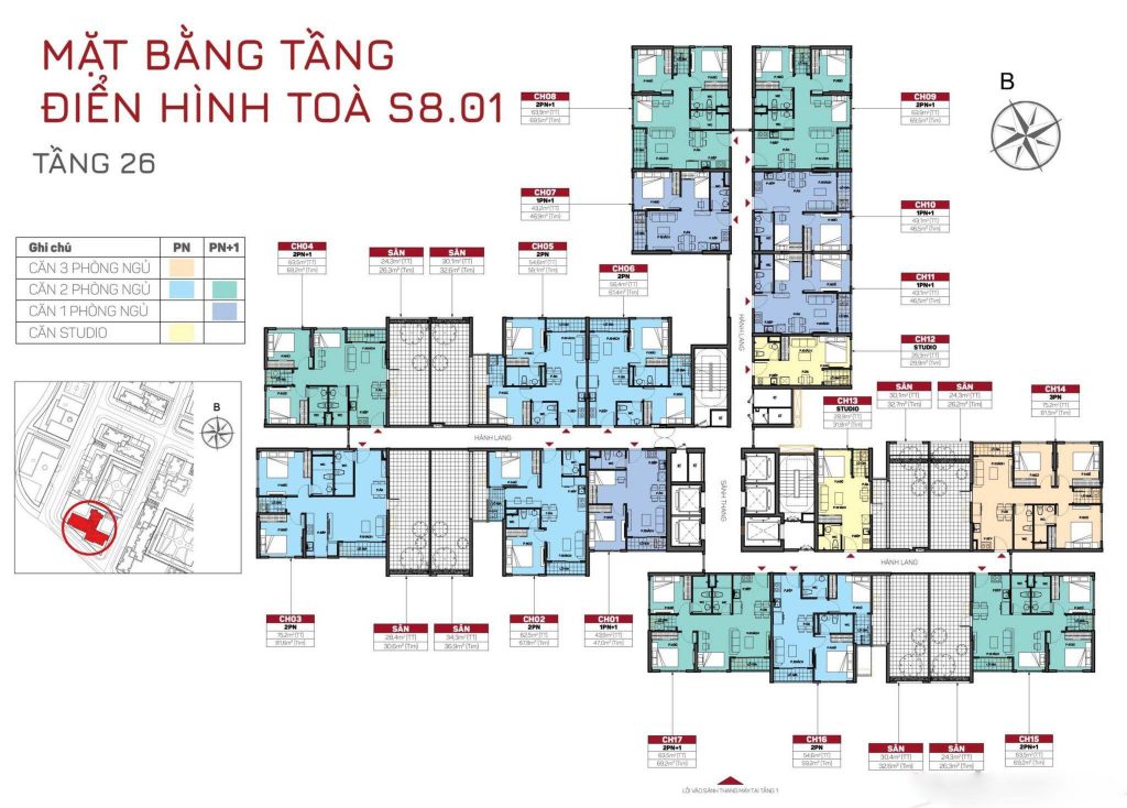 Mặt bằng S8.01 The Origami Vinhomes Grand Park tầng 26