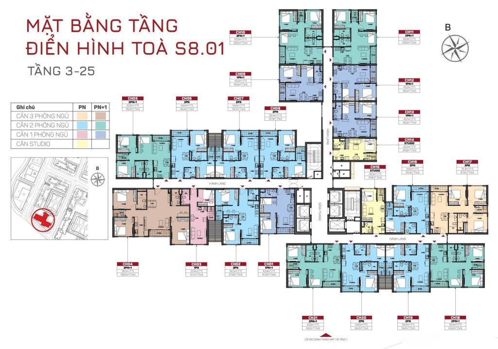 Mặt bằng S8.01 The Origami Vinhomes Grand Park tầng 3-35