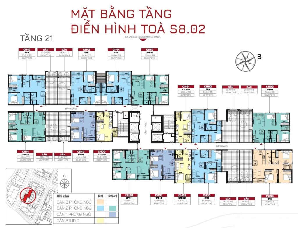 Mặt bằng S8.02 The Origami Vinhomes Grand Park tầng 21