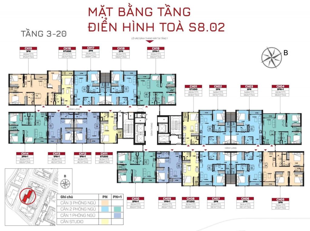 Mặt bằng S8.02 The Origami Vinhomes Grand Park tầng 3-20