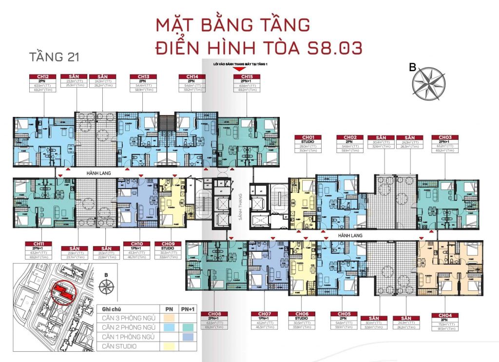 Mặt bằng S8.03 The Origami Vinhomes Grand Park tầng 21